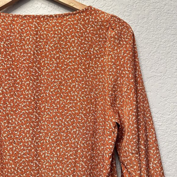 Everly Dress Womens Small Cottagecore Boho Lined 3/4 Sleeve Shift Knee Length - Picture 4 of 12